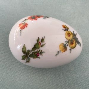 Limoges Ceramic Floral Egg Trinket Dish